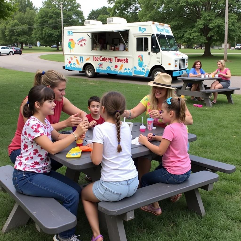 Families enjoying activities at the Denville Food Truck Festival