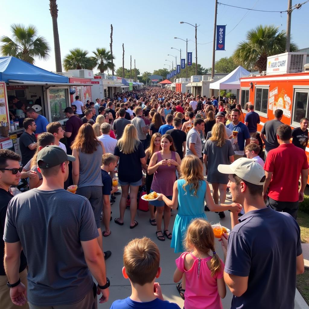 Crowds enjoying the Destin Food Truck Festival