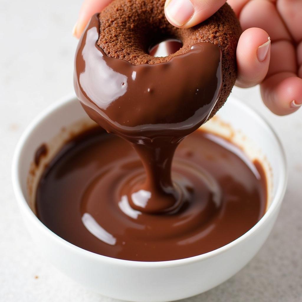 Glazing Devils Food Cake Donuts