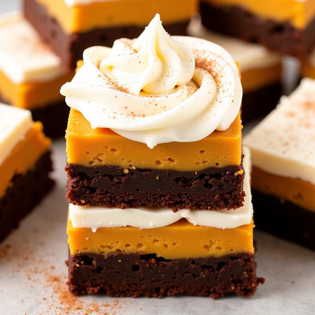 Devil's food pumpkin bars with cream cheese frosting