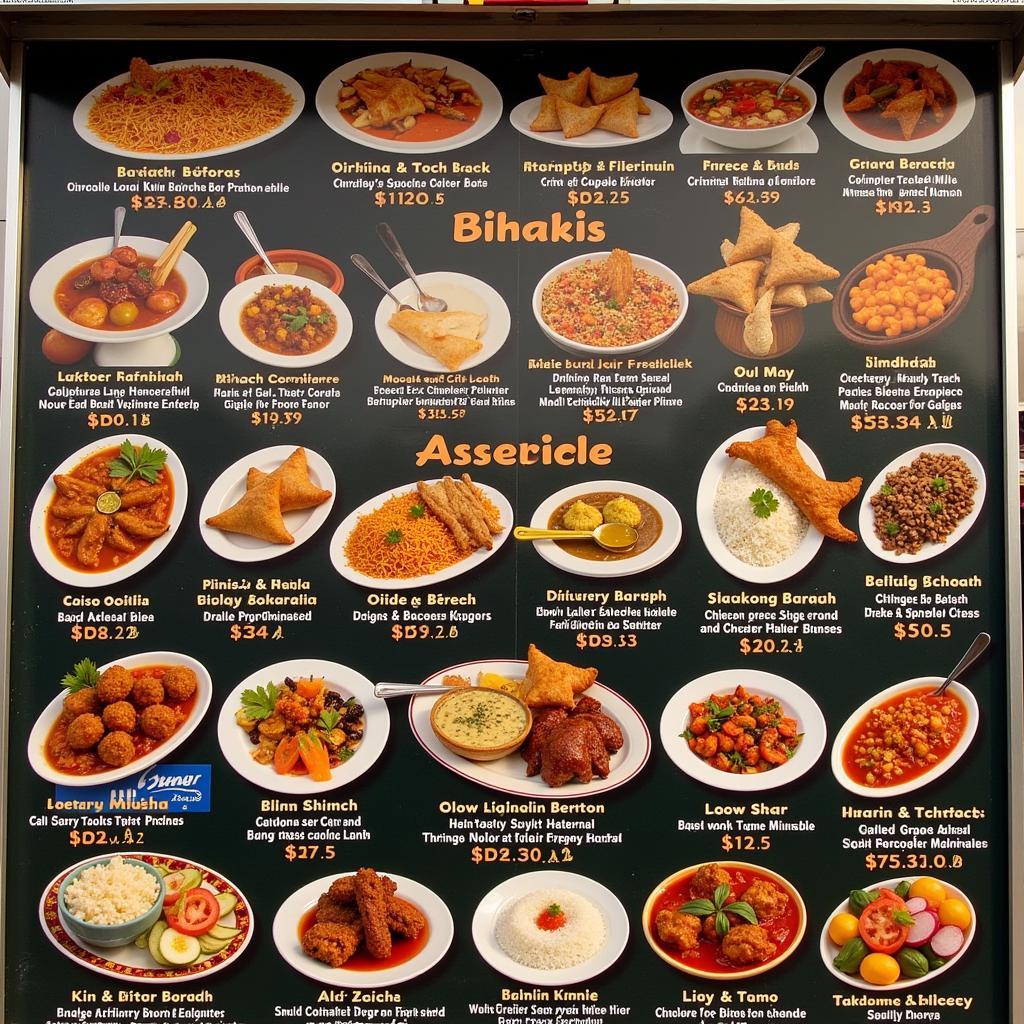 Dhaba food truck menu showcasing a variety of Indian dishes