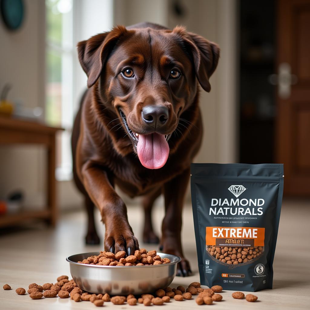 Active Dog Eating Diamond Naturals Extreme Athlete