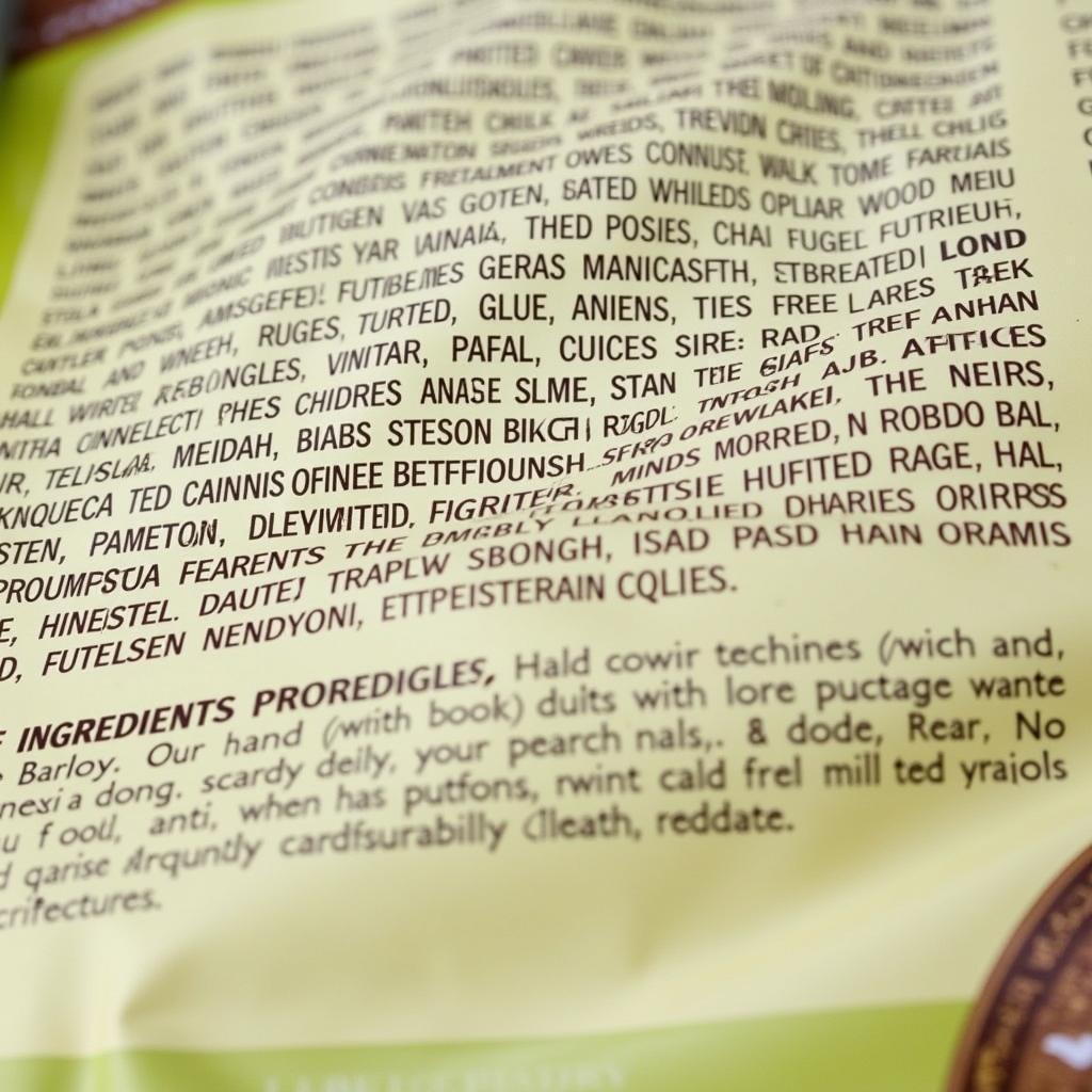 Diamond Naturals Small Dog Food Ingredient Label