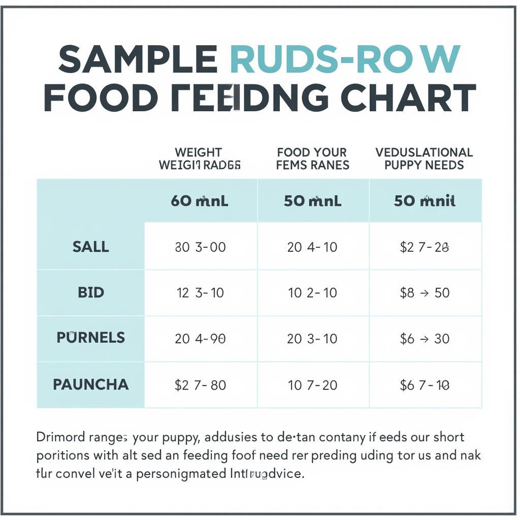 Example of a Diamond Puppy Food Feeding Chart