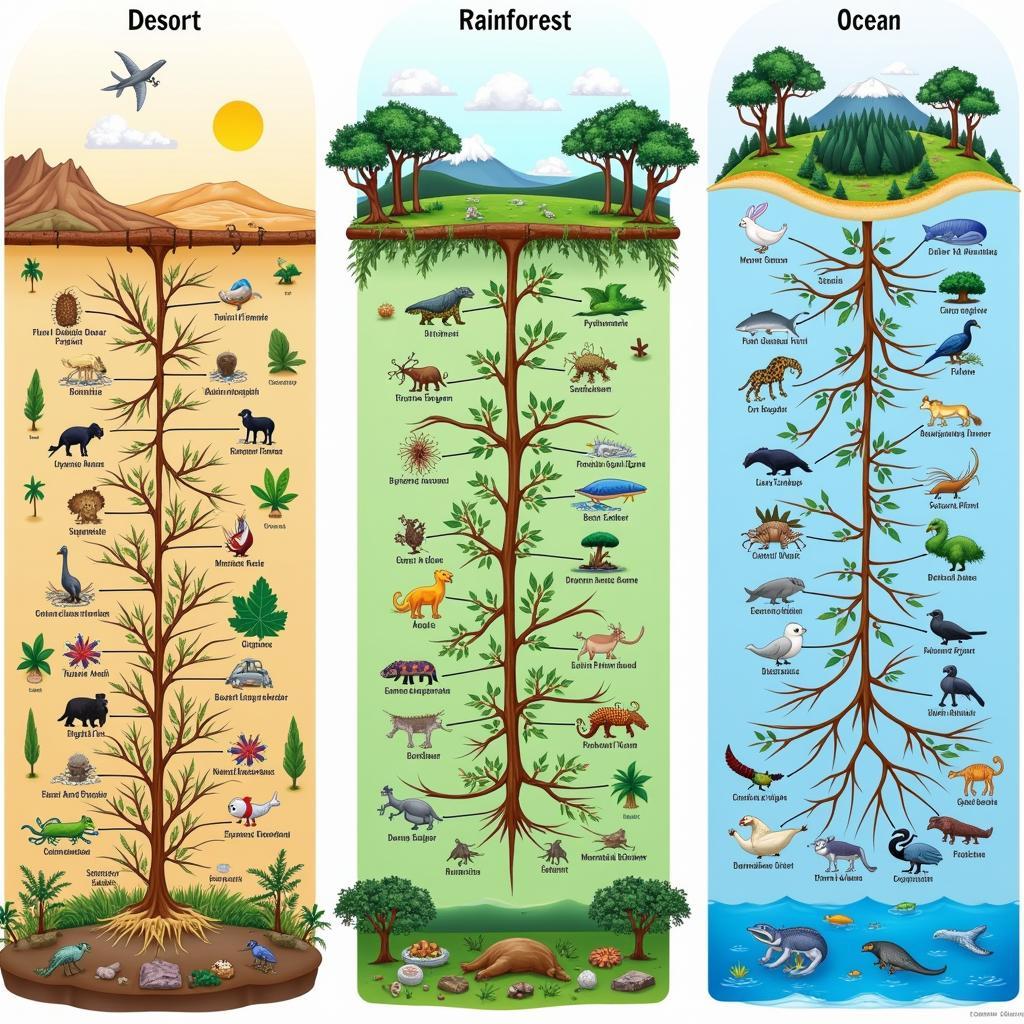 Different Ecosystem Food Webs Comparison