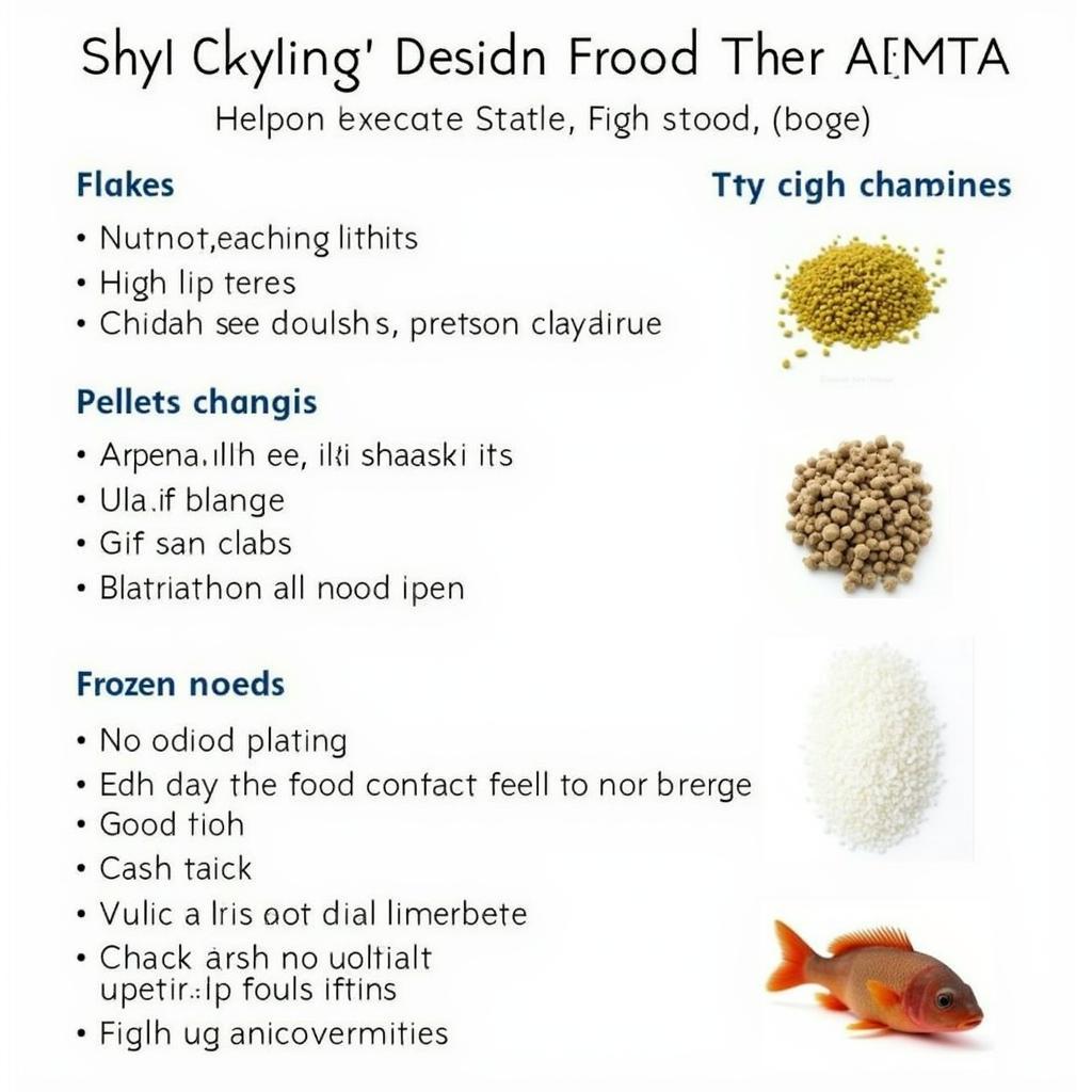 Various types of fish food catering to the diverse needs of small fish species