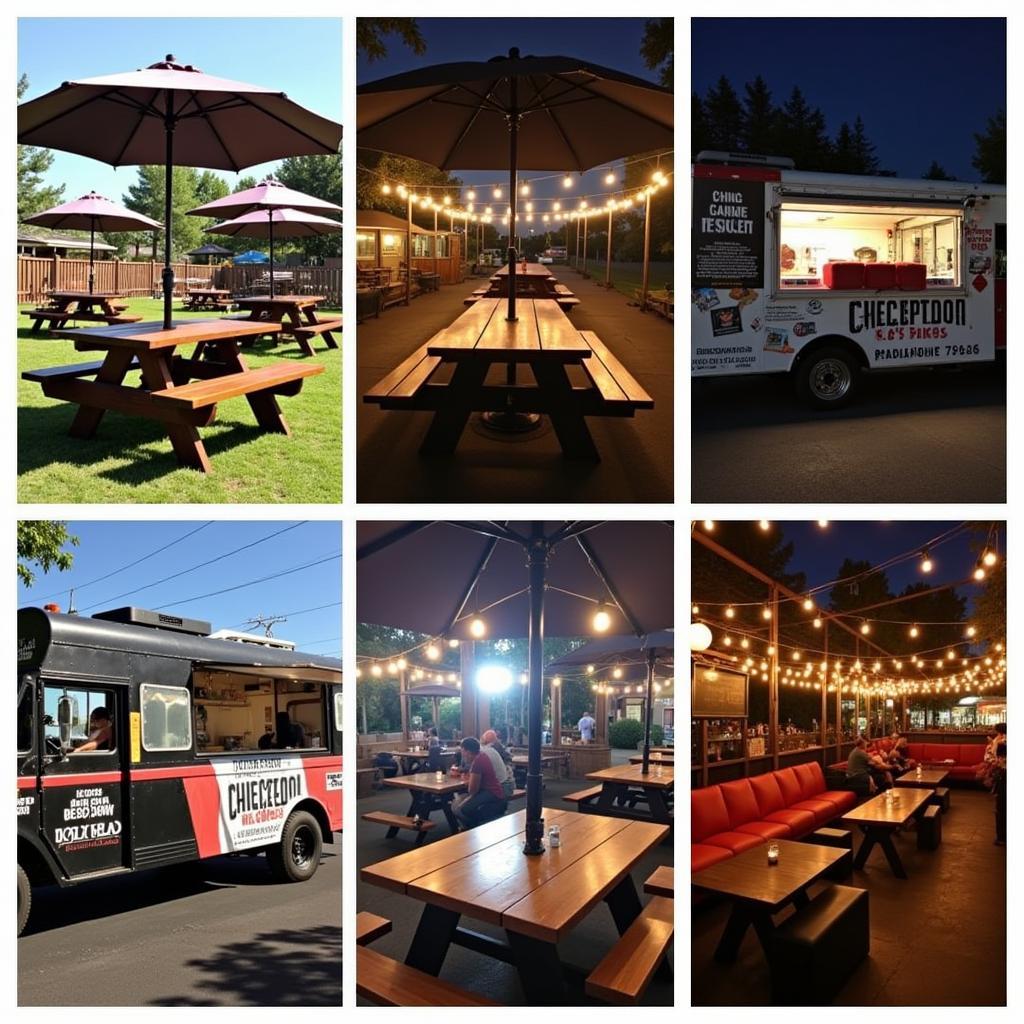 Various seating styles at food trucks