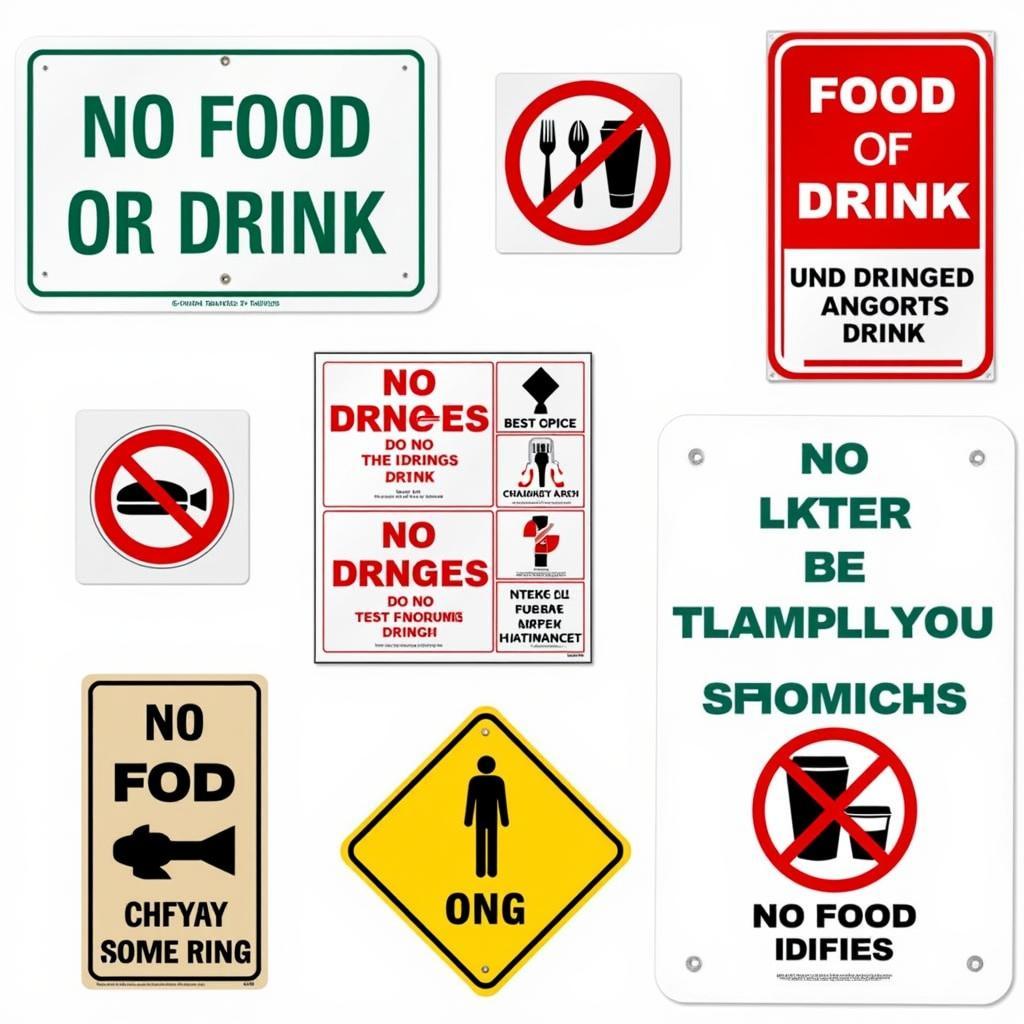 Variety of No Food or Drink Signs