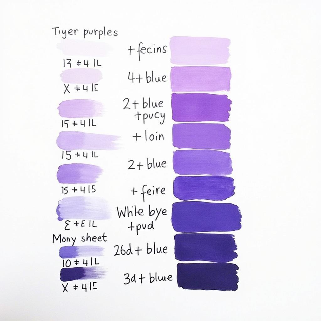 Different Shades of Purple Food Dye Chart