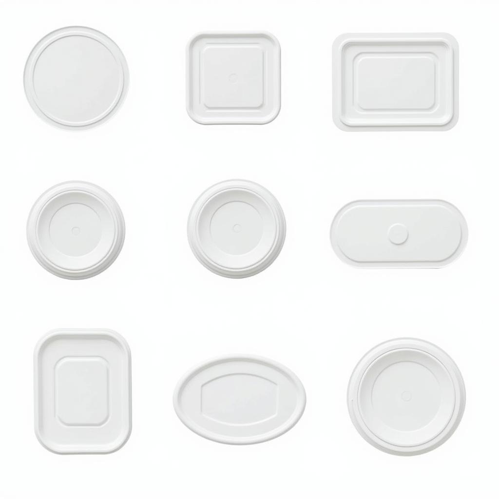 Different shapes of plastic food container lids