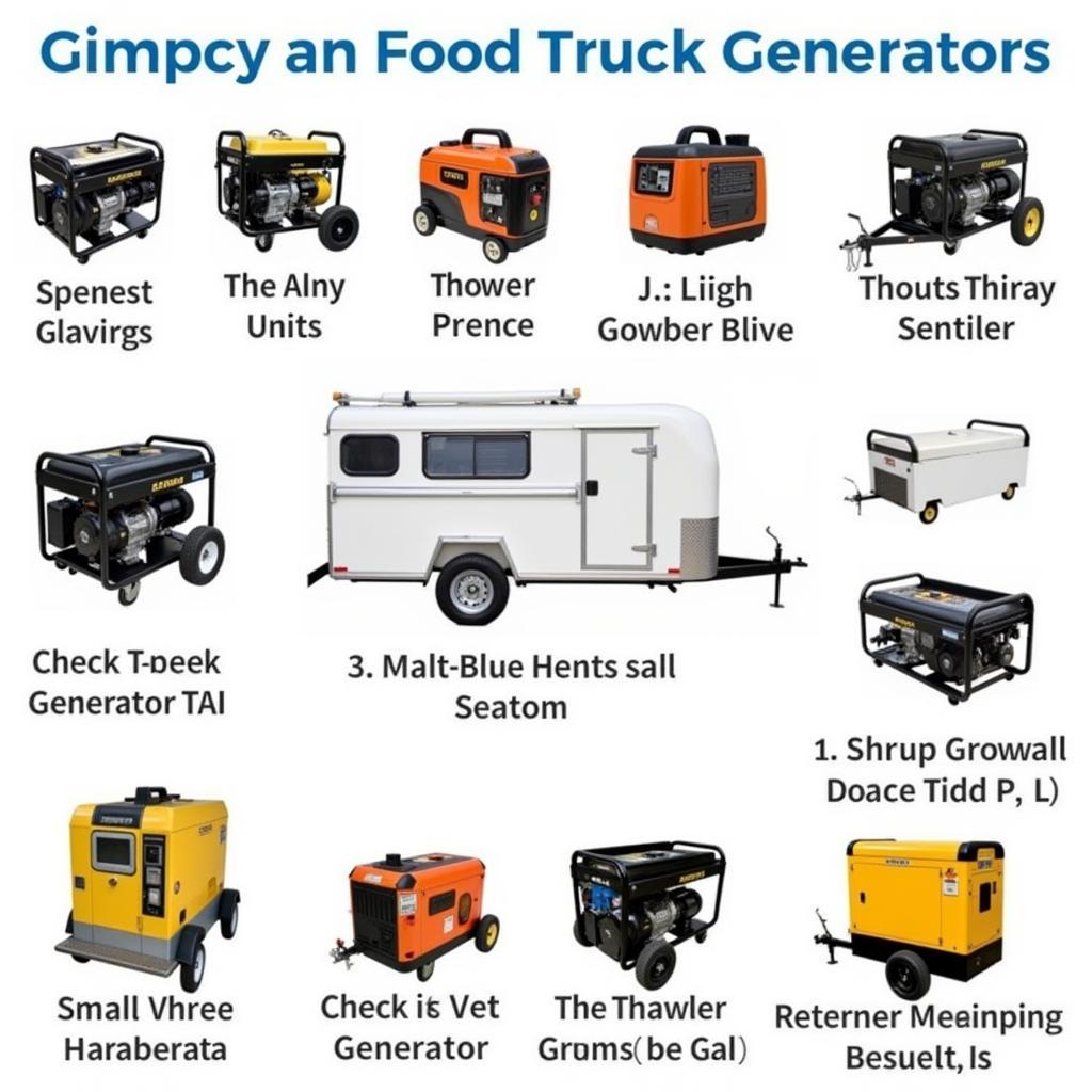 Various sizes and models of food truck generators to suit different power needs and budgets.