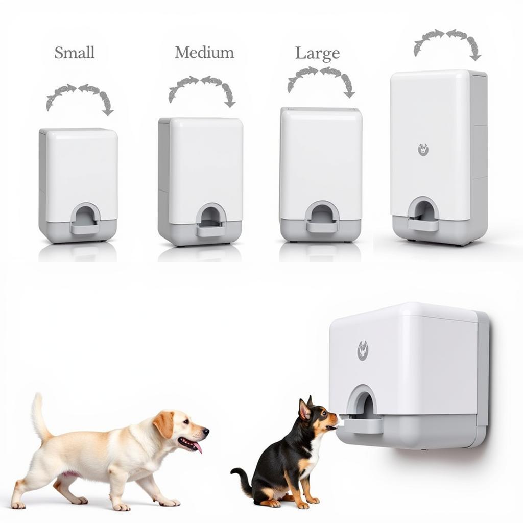 Different Sized Pet Food Dispensers for Various Breeds