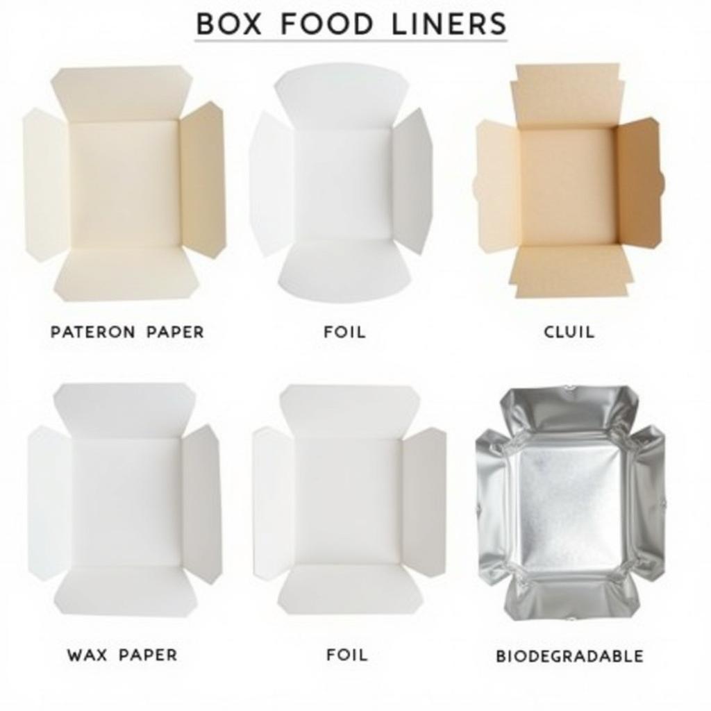 Various types of box food liners displayed