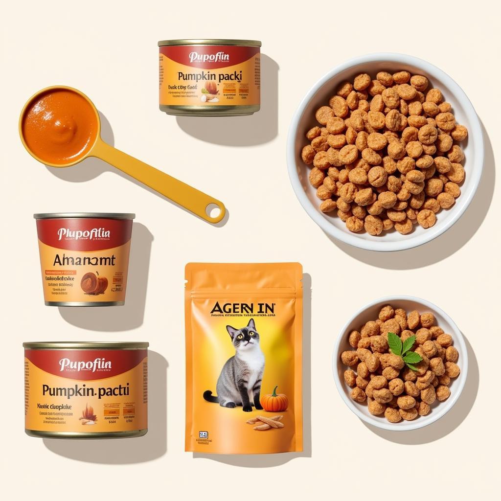 Variety of Cat Foods with Pumpkin