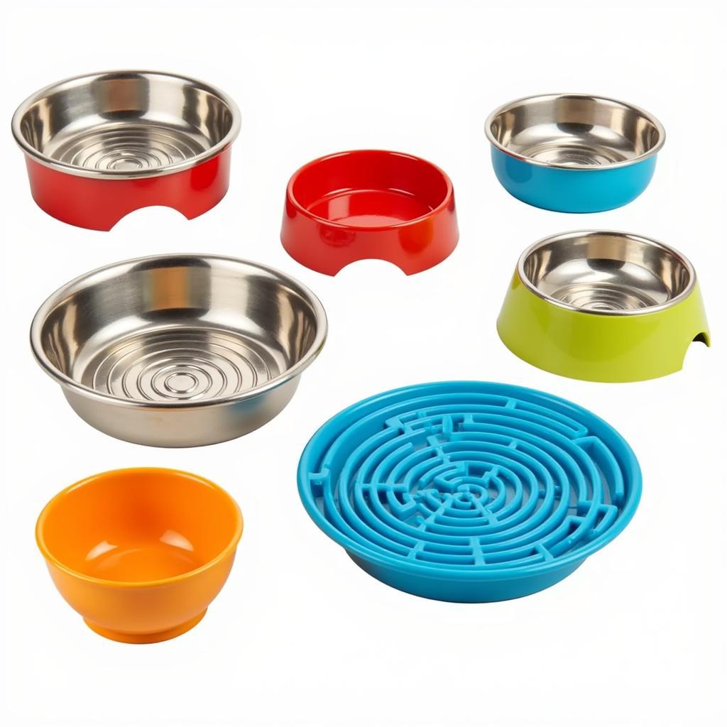 Variety of dog maze food bowls showcasing different materials and designs