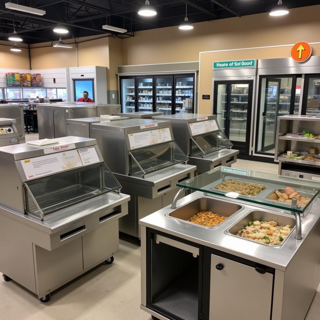 Various metro food warmer models displayed