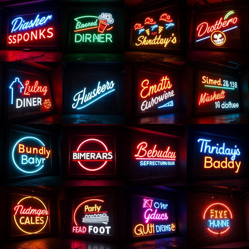 Various Neon Food Signs for Different Businesses