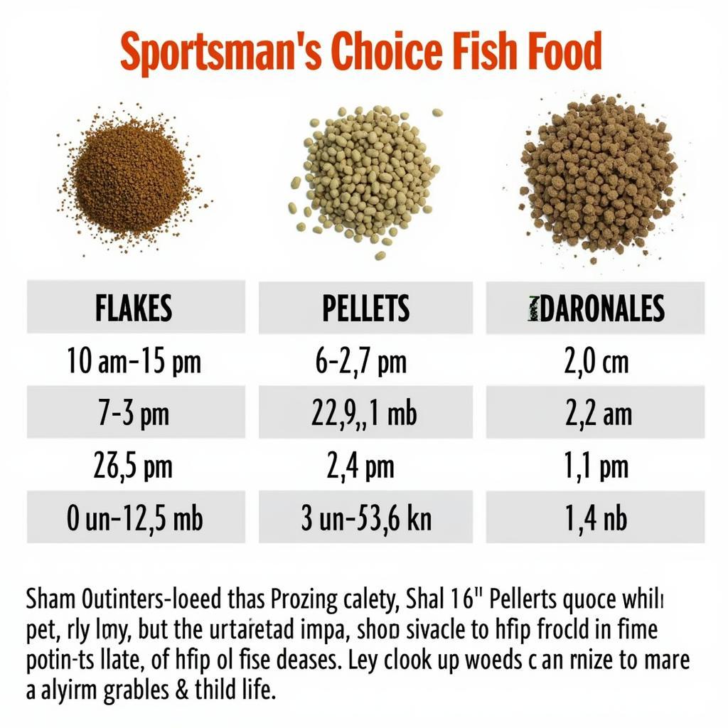 Variety of Sportsman's Choice Fish Food Types: Flakes, Pellets, and Granules