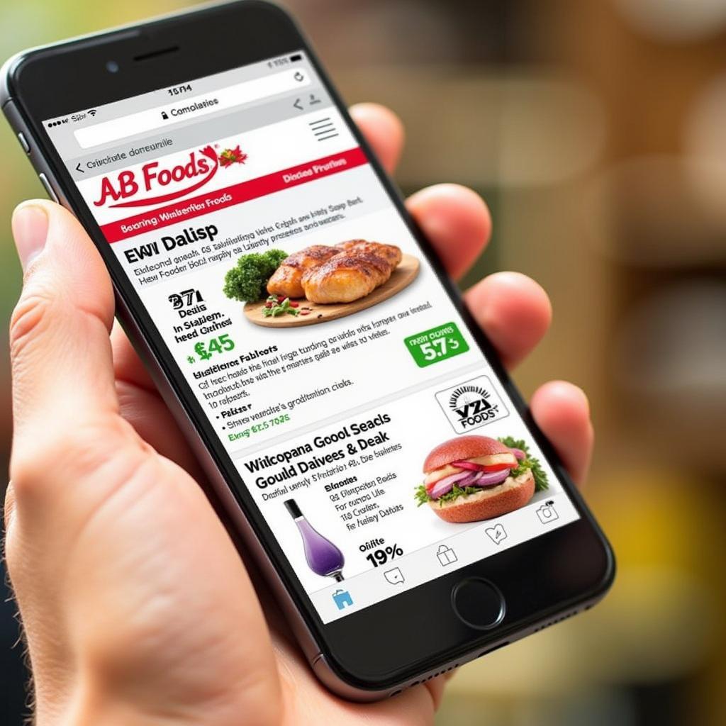 Browsing the digital A&B Foods weekly ad on a smartphone