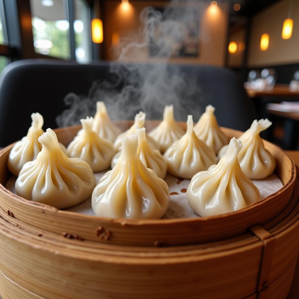 Steaming hot Xiao Long Bao dumplings at Din Tai Fung