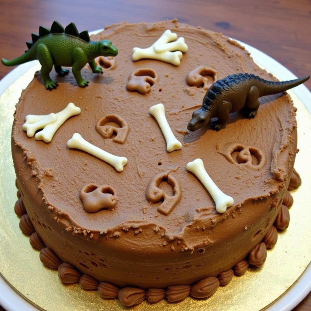 Dinosaur fossil cake for a baby shower