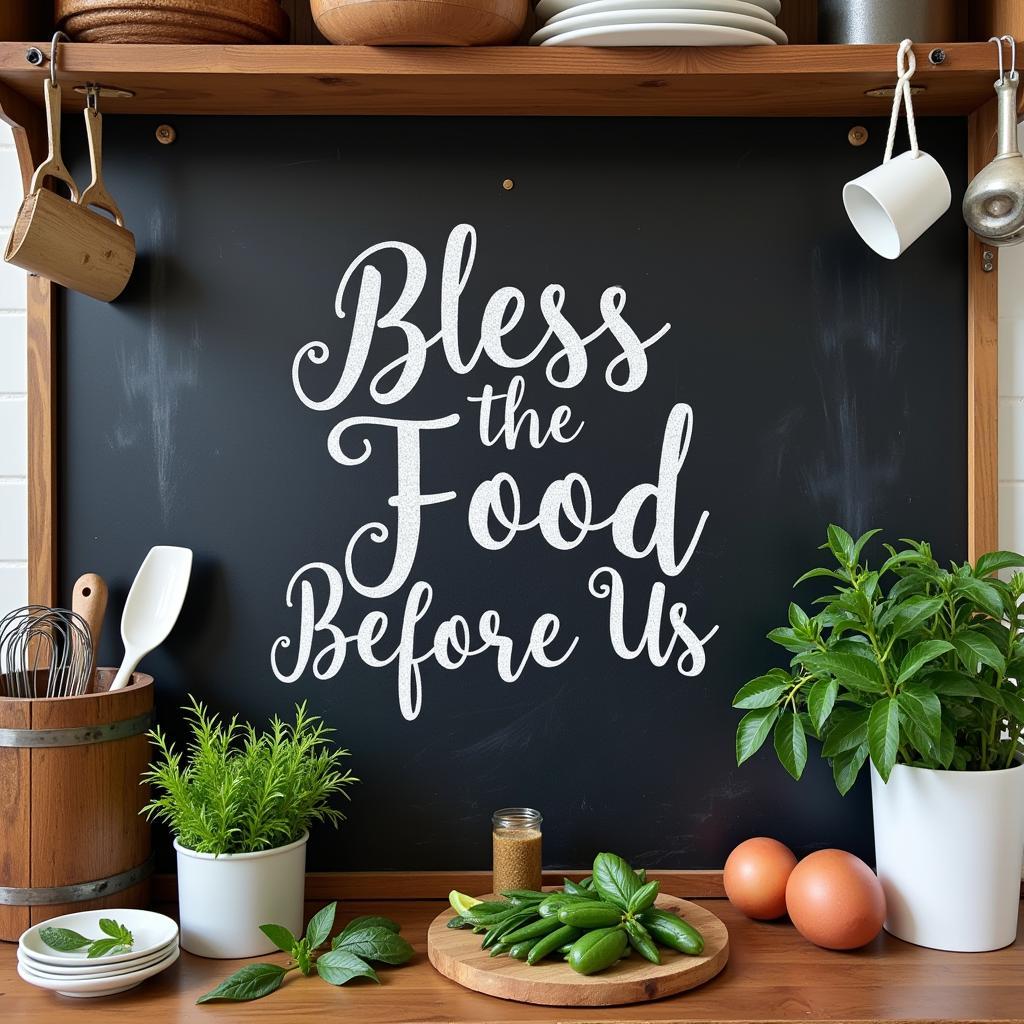 DIY Bless the Food Before Us Chalkboard Art