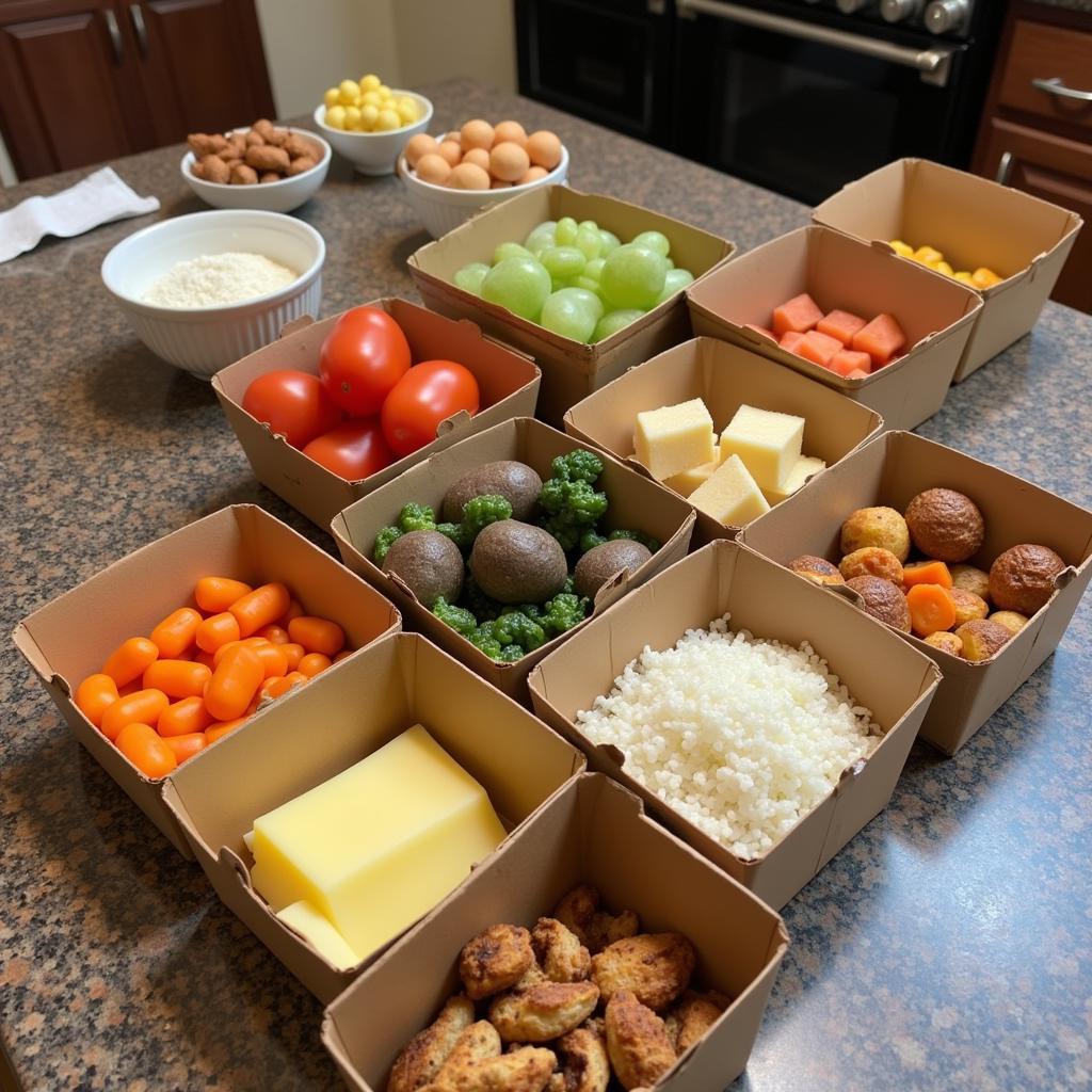 Preparing homemade caja food with various ingredients