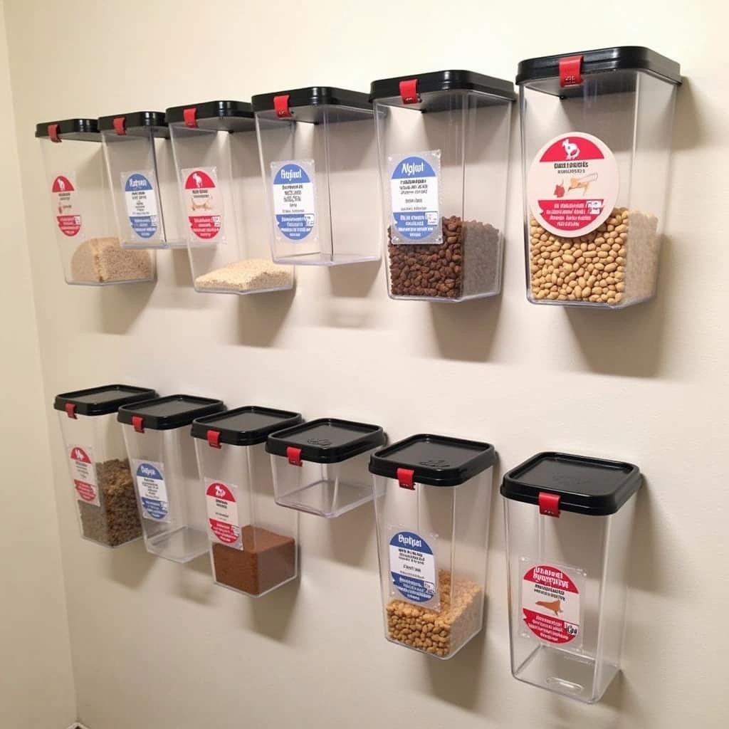 DIY Wall Mounted Dog Food Storage from Repurposed Containers