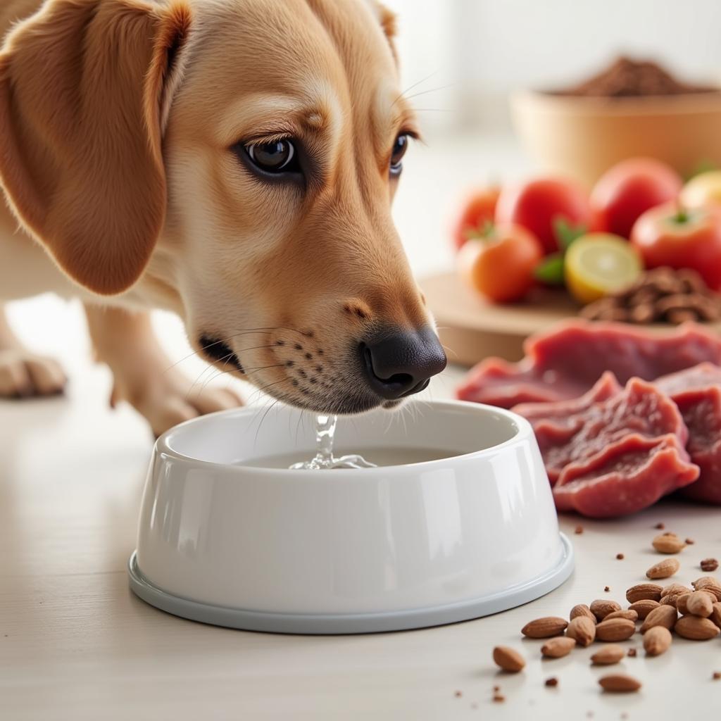 Dog Drinking Water From Bowl