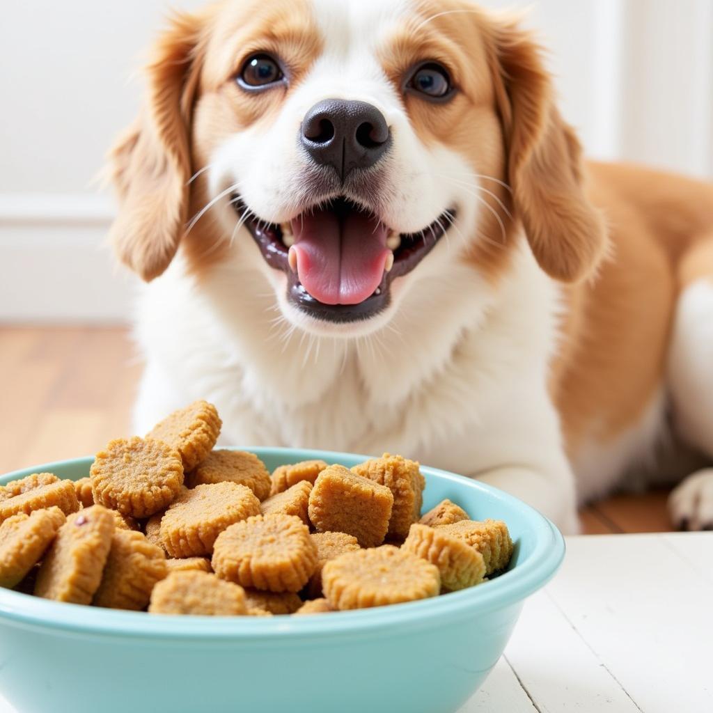 A Dog Enjoying Freeze-Dried Duck Food