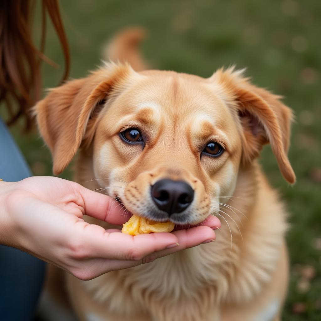 Dog Eating from Hand