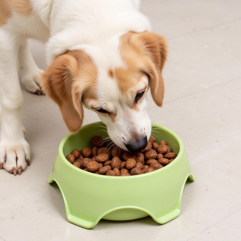 Dog Using a Slow Feeder Bowl