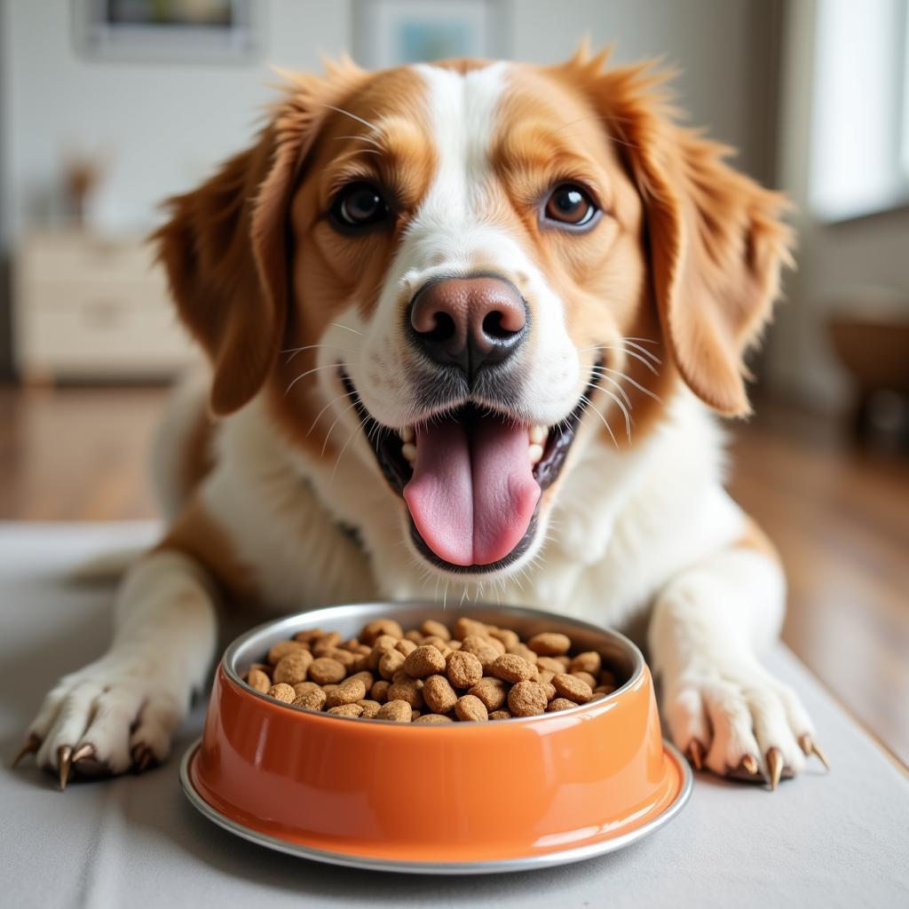 Happy Dog Eating Grain-Free Kibble