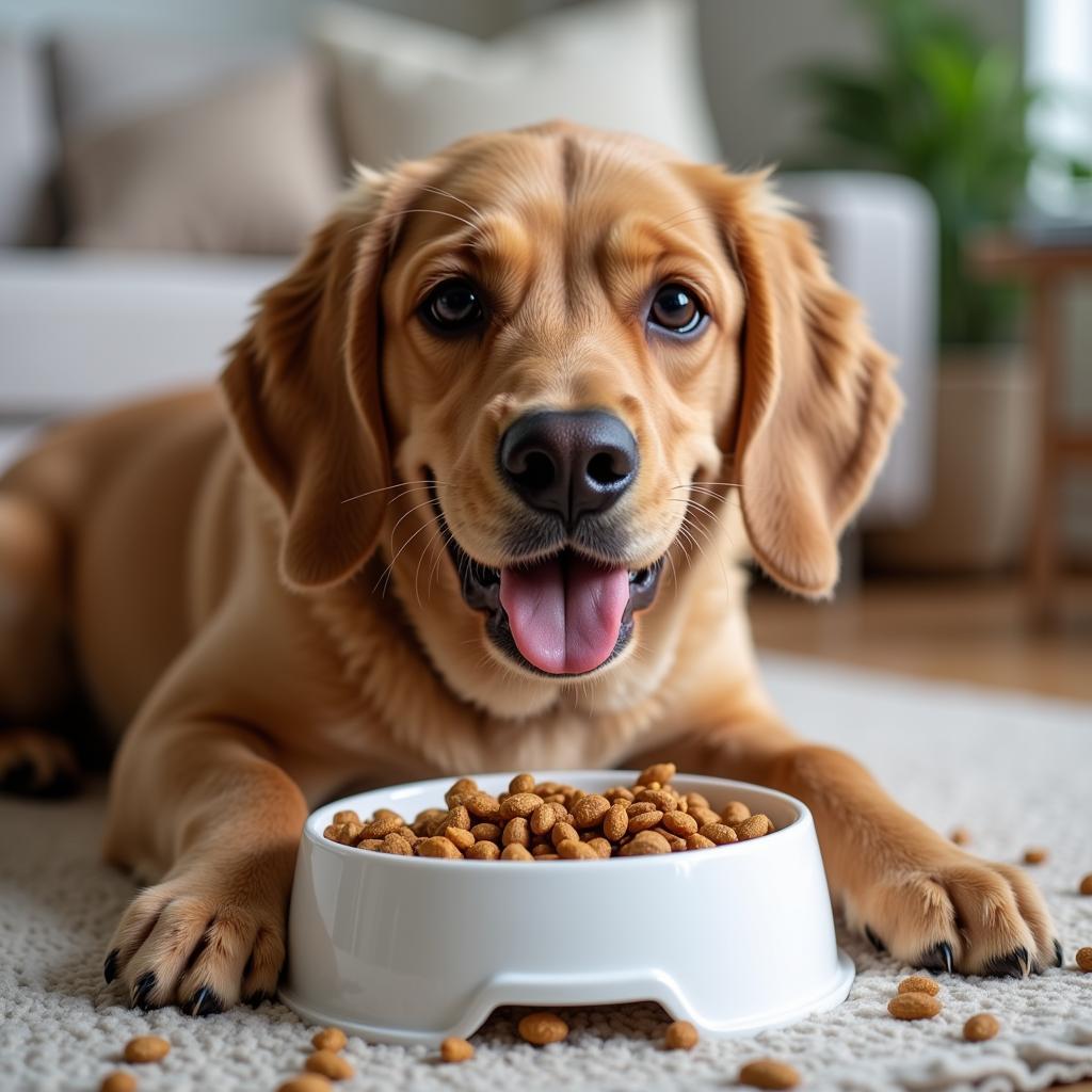 Dog Eating Healthy Kibble