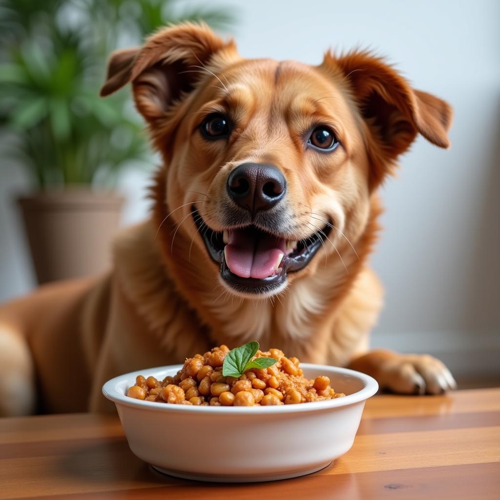 Dog Eating Homemade Anti-Inflammatory Food