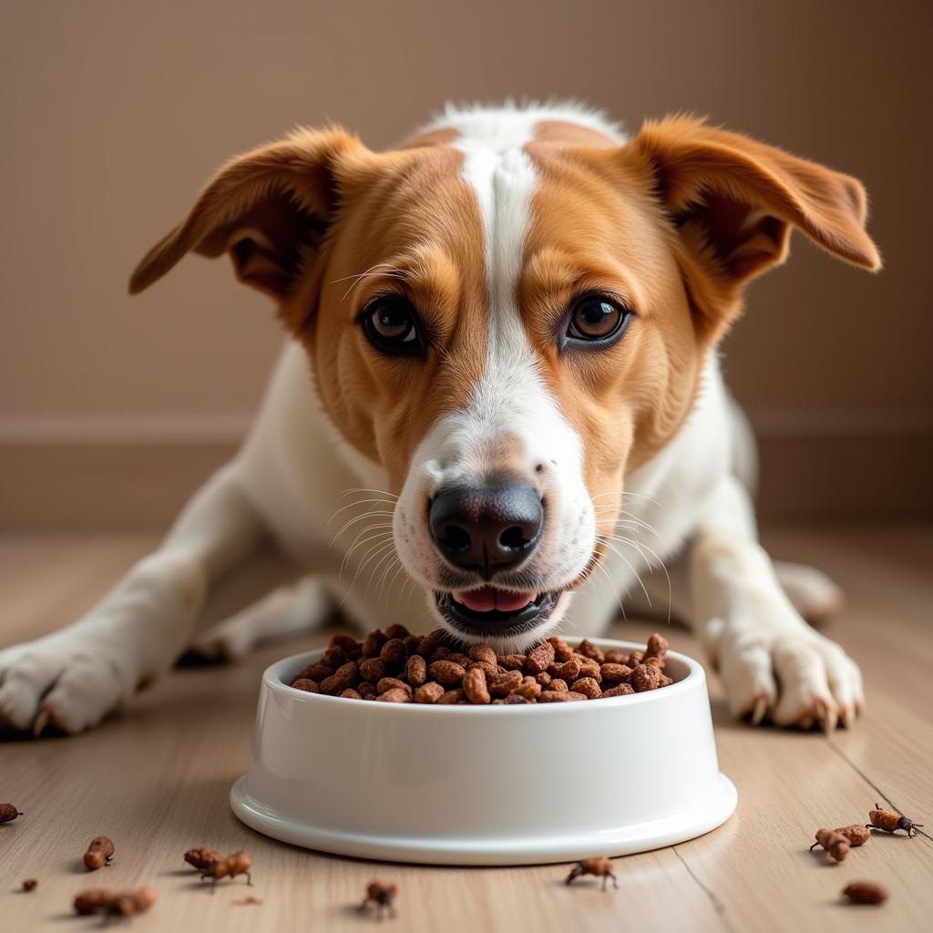 A Happy Dog Enjoying a Bowl of Insect-Based Dog Food