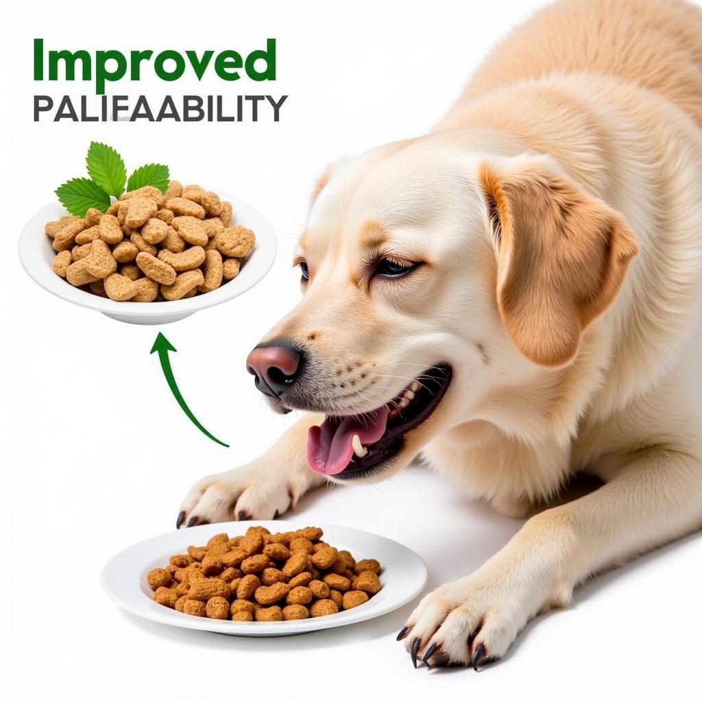 Dog Eating Kibble with Topper