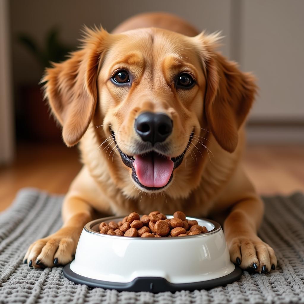 Dog Enjoying Pollock Dog Food