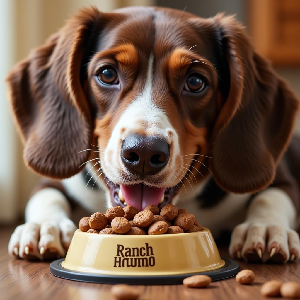 Dog Enjoying Ranch Hound Food