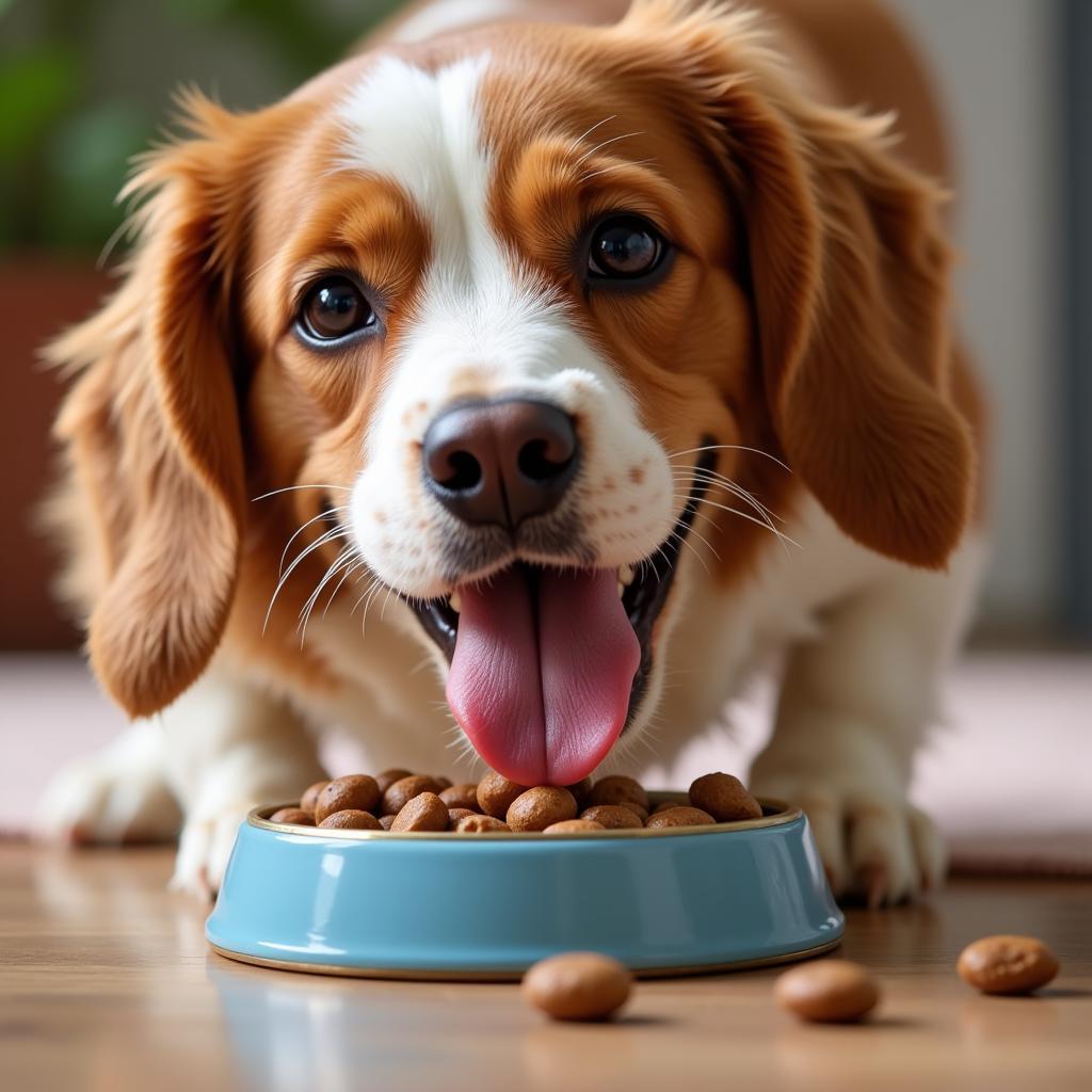 Happy Dog Eating Diamond Natural Wet Food