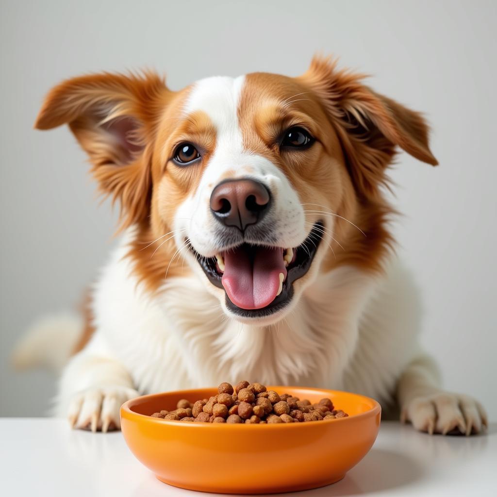 Dog Enjoying Fresh Food