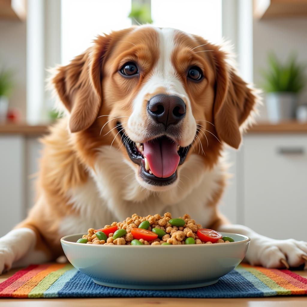 Dog Enjoying Healthy Food Toppers