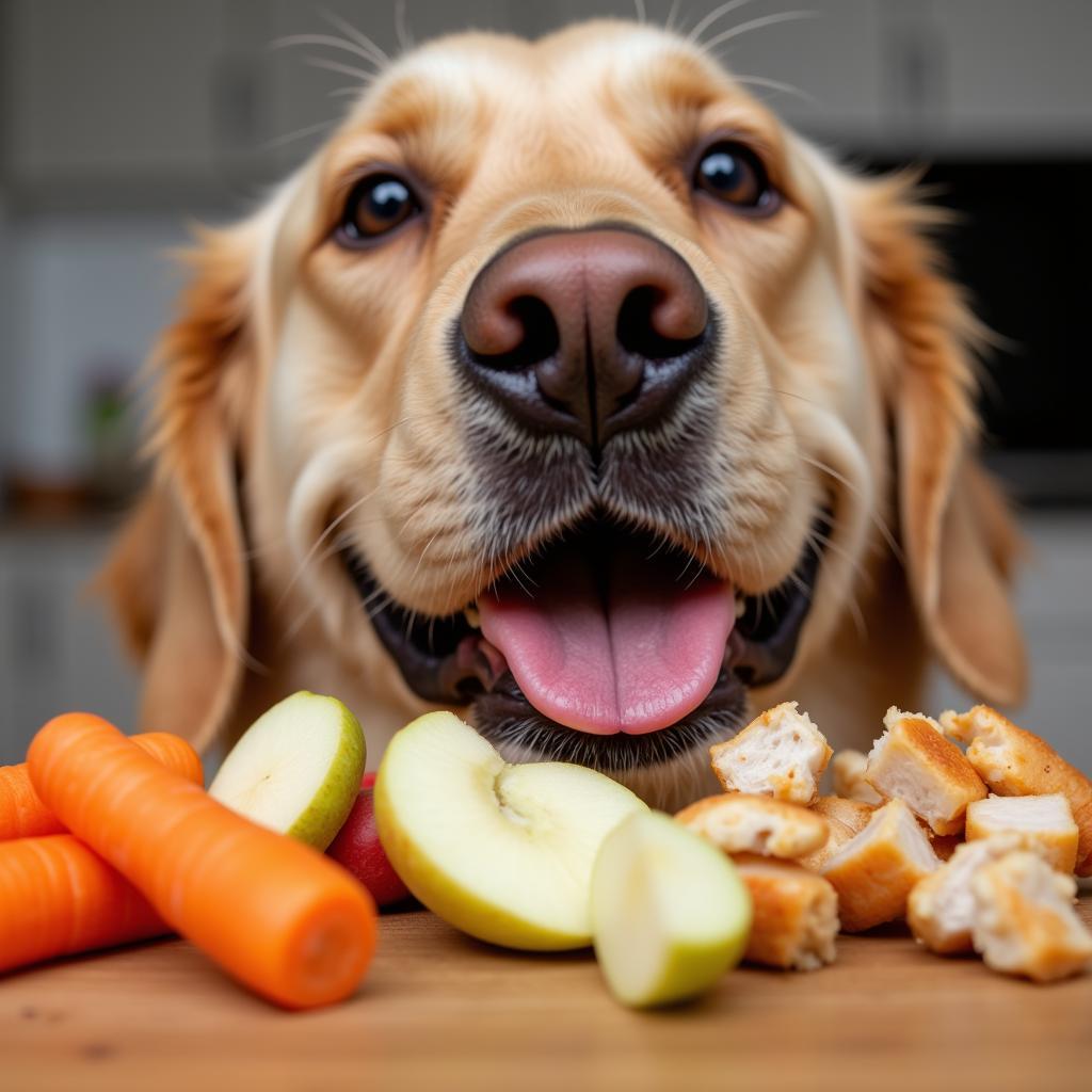 Dog enjoying healthy treats