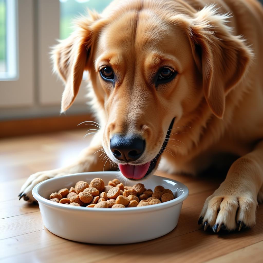 Happy Dog Eating Joint-Supporting Food