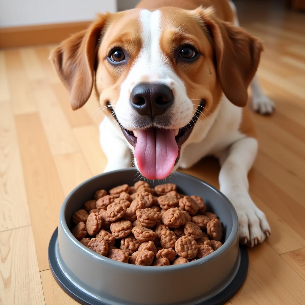 Happy Dog Eating Liver Topper