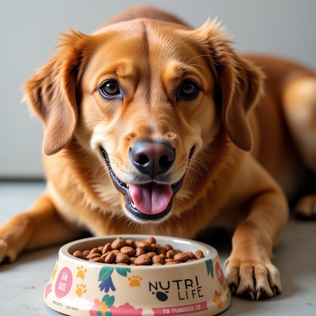 Happy Dog Eating Nutri Life Food