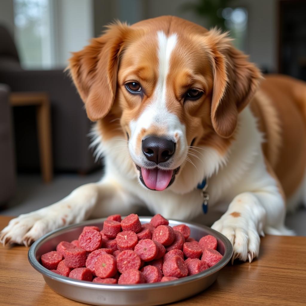 A Happy Dog Enjoying a Raw Food Meal