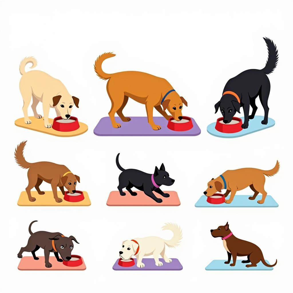 Dog Food Bowl Mat with Different Dog Breeds