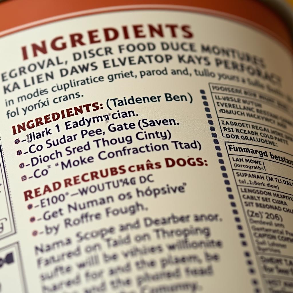 Close-up of Dog Food Label