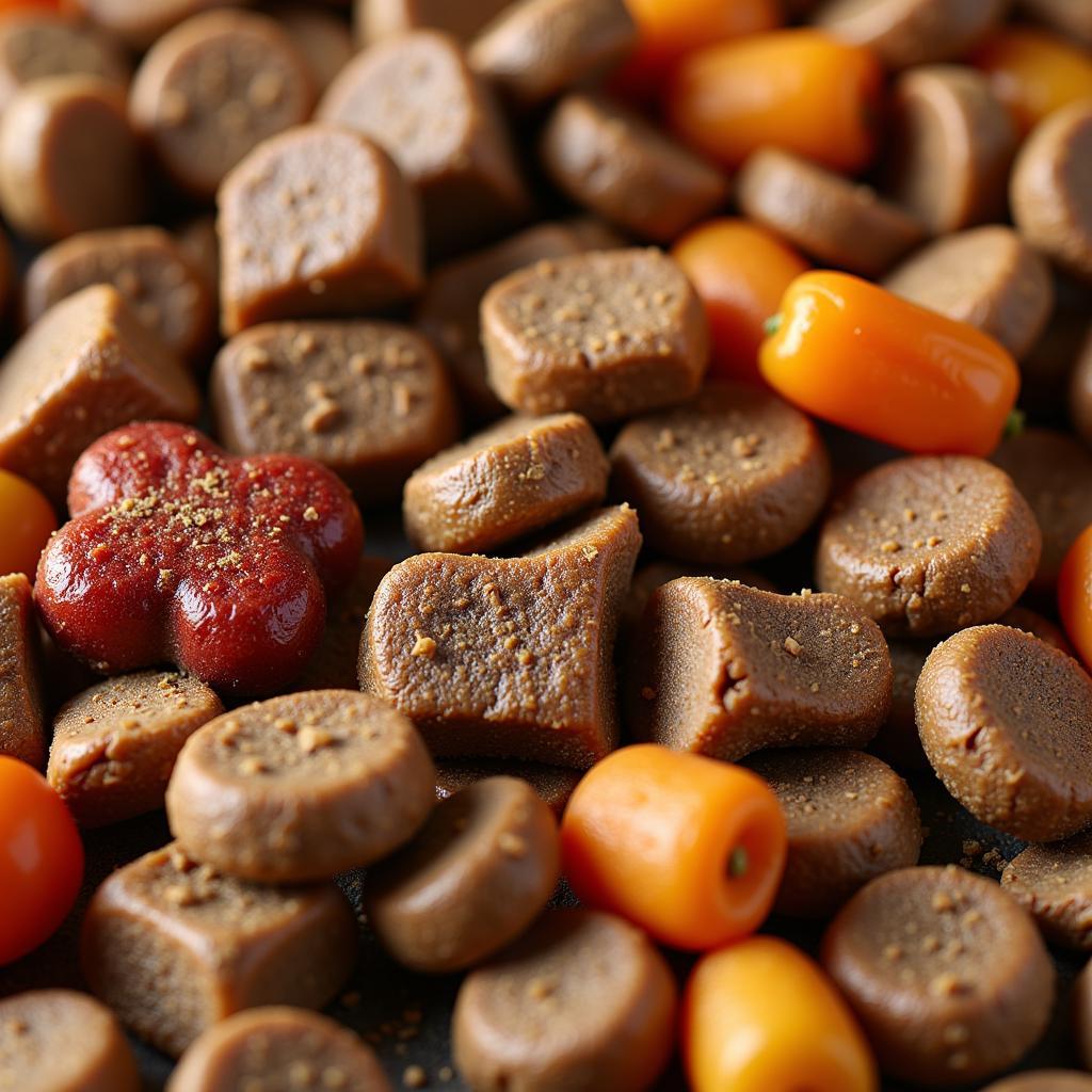 Close up of dog food ingredients for a Vizsla